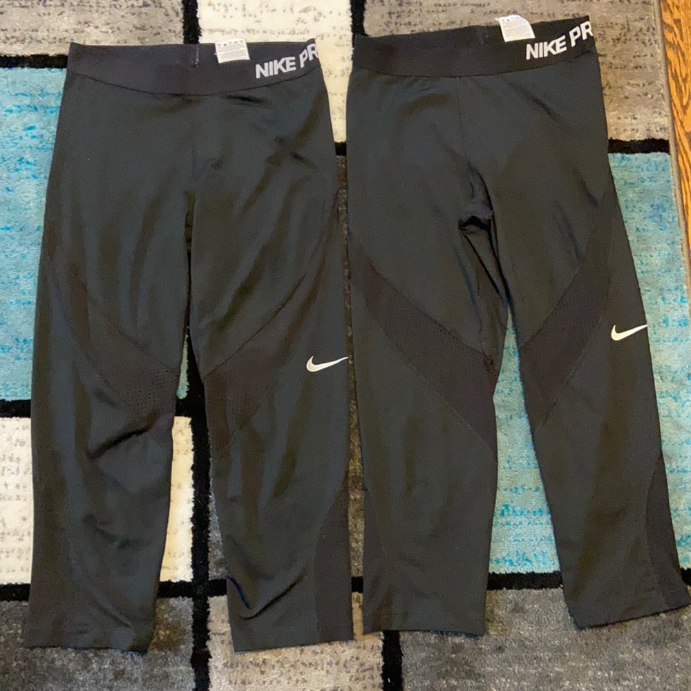 Nike Pro Black Mesh Crop Leggings